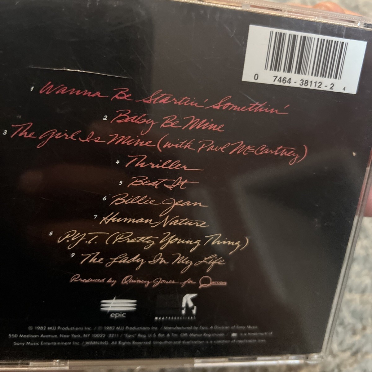 Michael Jackson - Thriller (CD, 1982, Epic Records) EK 38112 DADC