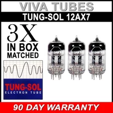 New Gain Matched Trio (3) Tung-Sol Reissue 12AX7 ECC83 Tubes - Authorized Dealer