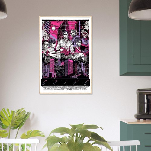 Drive 2011 Framed Poster, Tyler Stout Neo-Noir Art, Synthwave Crime Film - Picture 39 of 42