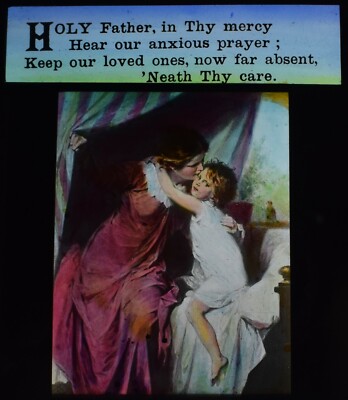 Magische Laternenfolie HEILIGER VATER ... UM 1900 RELIGION ILLUSTRATION MUTTER UND KIND