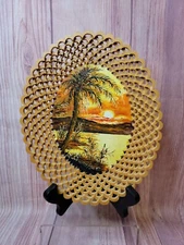 Hand Painted Wooden Art Sunset On The Beach