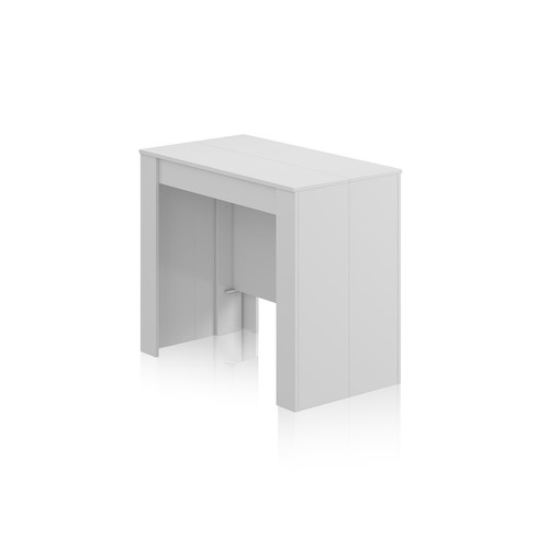 Mesa de comedor, consola extensible mesa cocina, mesa escritorio, Blanco Brillo - Imagen 7 de 12