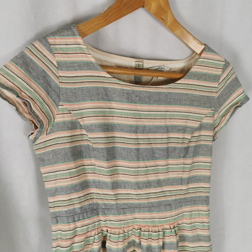 Ladies Dress Size 12 FAT FACE Cream Striped Cotton Summer Casual Day - Picture 4 of 8