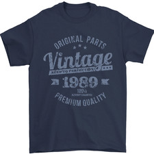 Vintage Year 37th Birthday 1989 Mens T-Shirt 100 Cotton