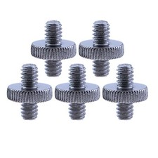 5PCS 1/4 Inch-20 to 1/4 Inch-20 Dual Head Adapter Screw Male to Male Metal Tr...