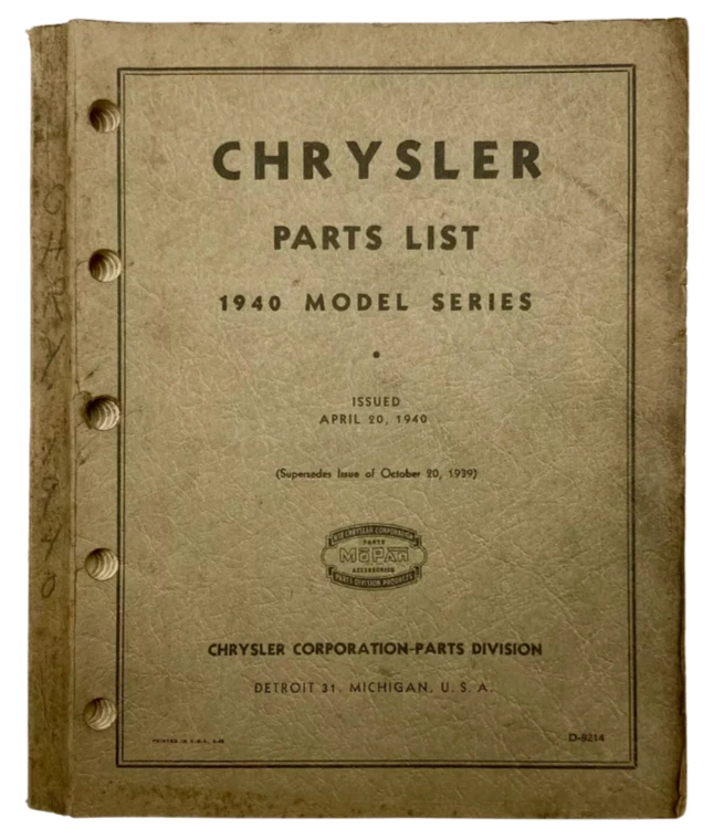 Catalogo Parti Per Auto Passeggeri Chrysler New Yorker Master Del 1940. - Immagine 2 di 4