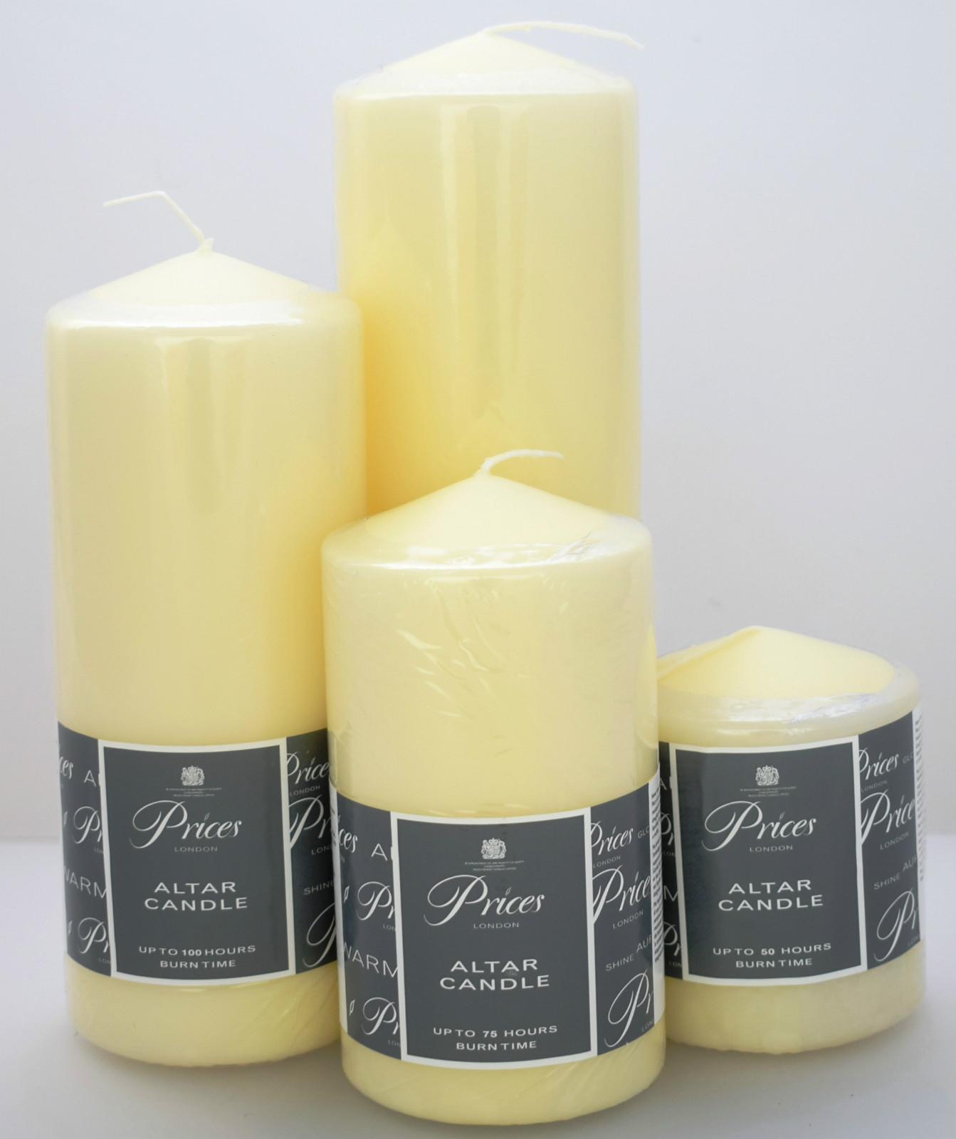 Price`s Altar Round White Classic Church Pillar Table Candles Long Burn Time