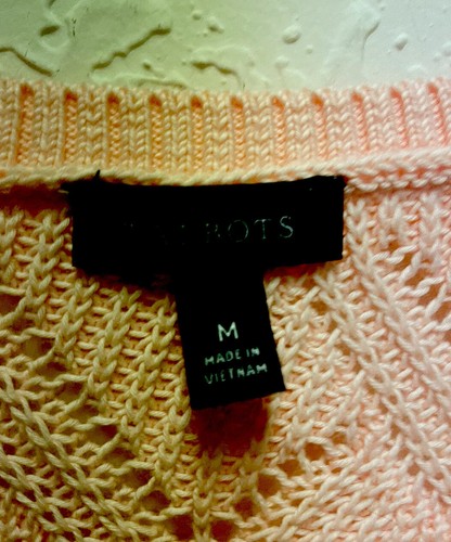Talbots Top Women's Size M Soft Pink Open Weave Knit Crocheted Pullover Shirt - Picture 2 of 9