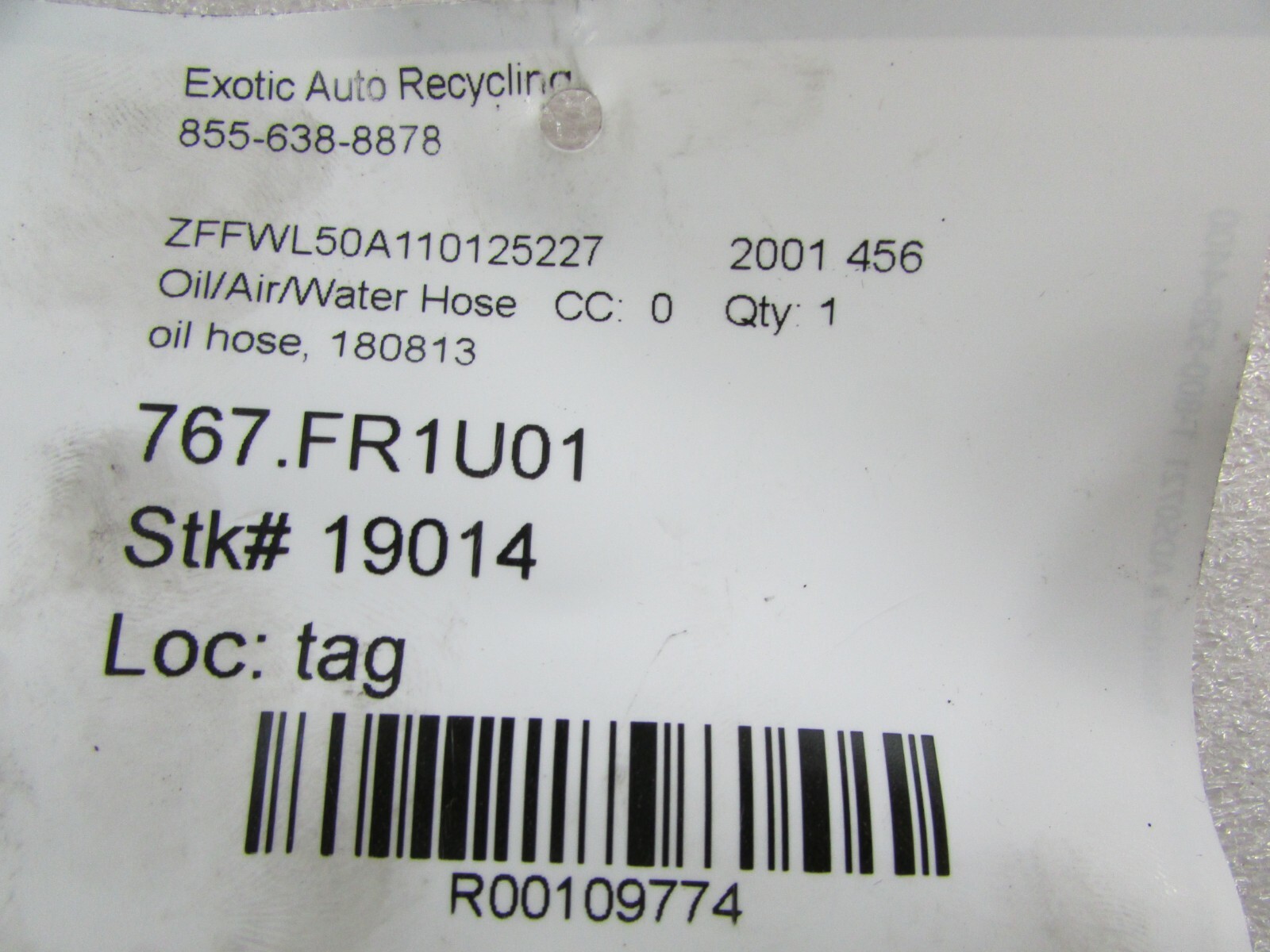 Ferrari 456, Oil Pump to Radiator Hose, Used, P/N 180813