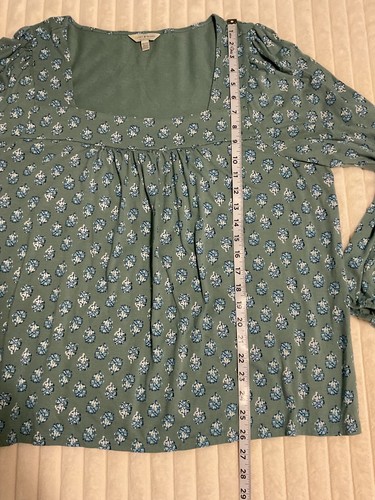 Pullover para mujer Lucky Brand verde floral talla XXL manga larga cuello cuadrado - Imagen 4 de 9
