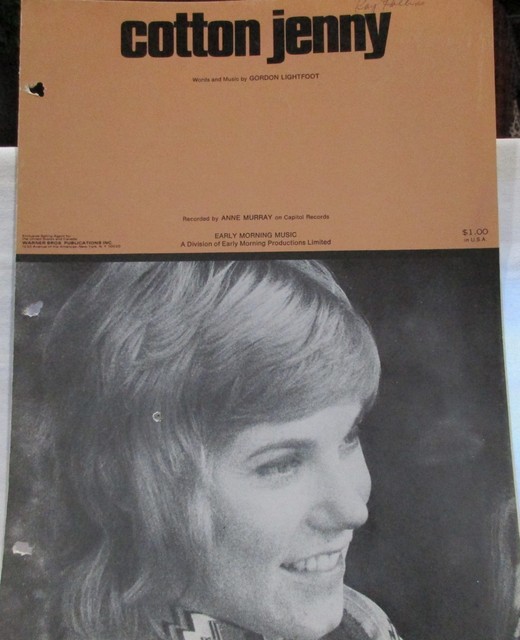 Cotton Jenny Piano Sheet Music by Gordon Lightfoot Lyrics Guitar Chords