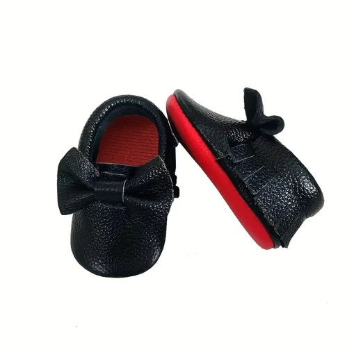 Bowknot Leather Baby Shoes, Soft Sole Anti-Slip First Walkers for Boys & Girls