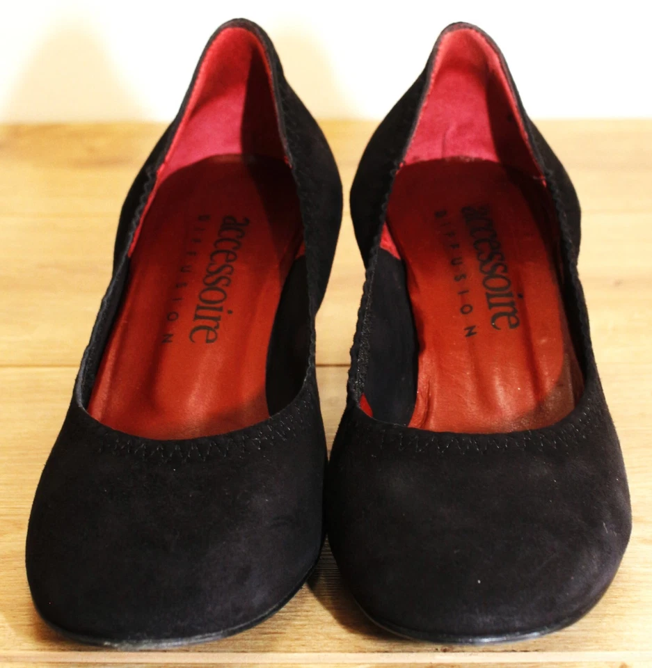 Escarpins Chaussures à talons ACCESSOIRE DIFFUSION Daim Noir 38FR 5UK 6,5US - Photo 3/4