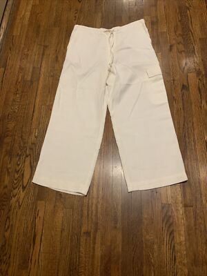 KATE HILL PETITE OFF WHITE TENCEL CAPRI CARGO LADIES PANTS