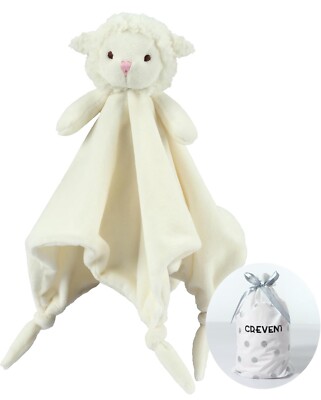 Crevent Cream Lamb Sheep Lovey | Baby Security Blanket w/ Knotted Corner
