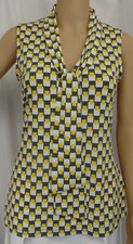 "BANANA REPUBLIC" MULTI GEOMETRIC PRINT TIE-NECK CASUAL CAREER TOP BLOUSE SIZE:S