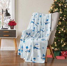 Christmas Holiday Throw Blanket: Soft Cute Winter Snowman Greetings NWOP