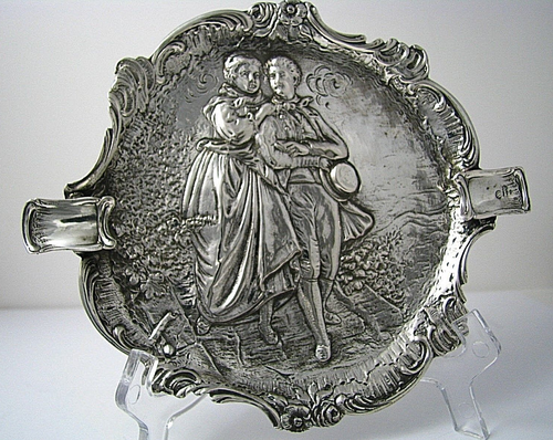 GERMAN SOLID SILVER ASHTRAY TRAY Germany c1900s Israel Import c1960s Excel Rare