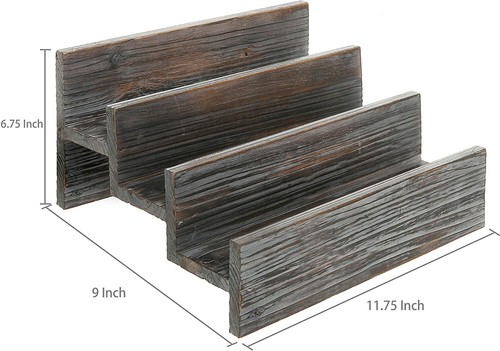 3 Tier Brown Wood Spice Organizer Rack, Countertop Kitchen Storage Display Shelf - Picture 4 of 6