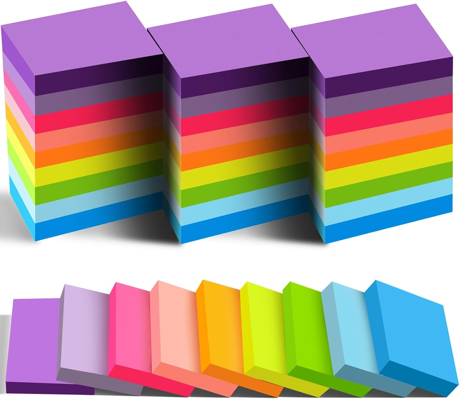 36 Bright Mini Self-Stick Notes in 9 Colors - 1.5x2 Inch Bulk Pack-image