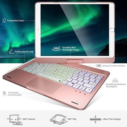 Keyboard Case Rotate Cover with Touchpad For iPad 9th/8th/7th Gen 10.2 inch 2021 - Picture 29 of 38