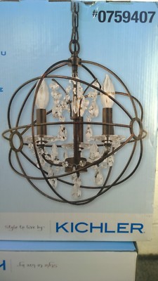 NIB Nice 13''x15'' Globe & Candle Chandelier PENDANT LIGHT w/ Glass Crystal Accent
