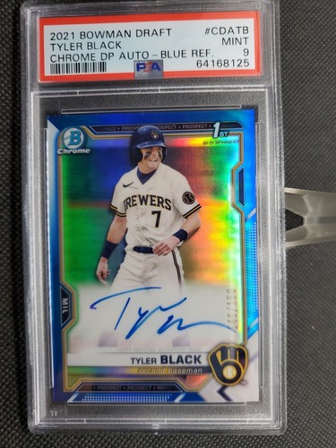 TYLER BLACK 2021 BOWMAN DRAFT CROMO AUTOMÁTICO #149/150 AZUL Ref 1ª PSA 9 Cerveceros