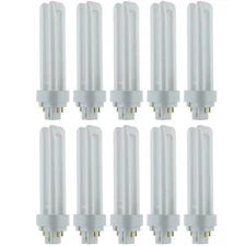 10 Pack Sunlite 18 Watt PLD 4-Pin Twin U-Shaped Twin Tube, G24Q-2 Base, Daylight