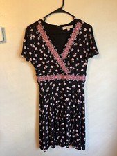Loft black pink flower dress size petites 2P free shipping