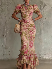 Damen Frauen Girlie Elegantes Sommer Kleid Me...
