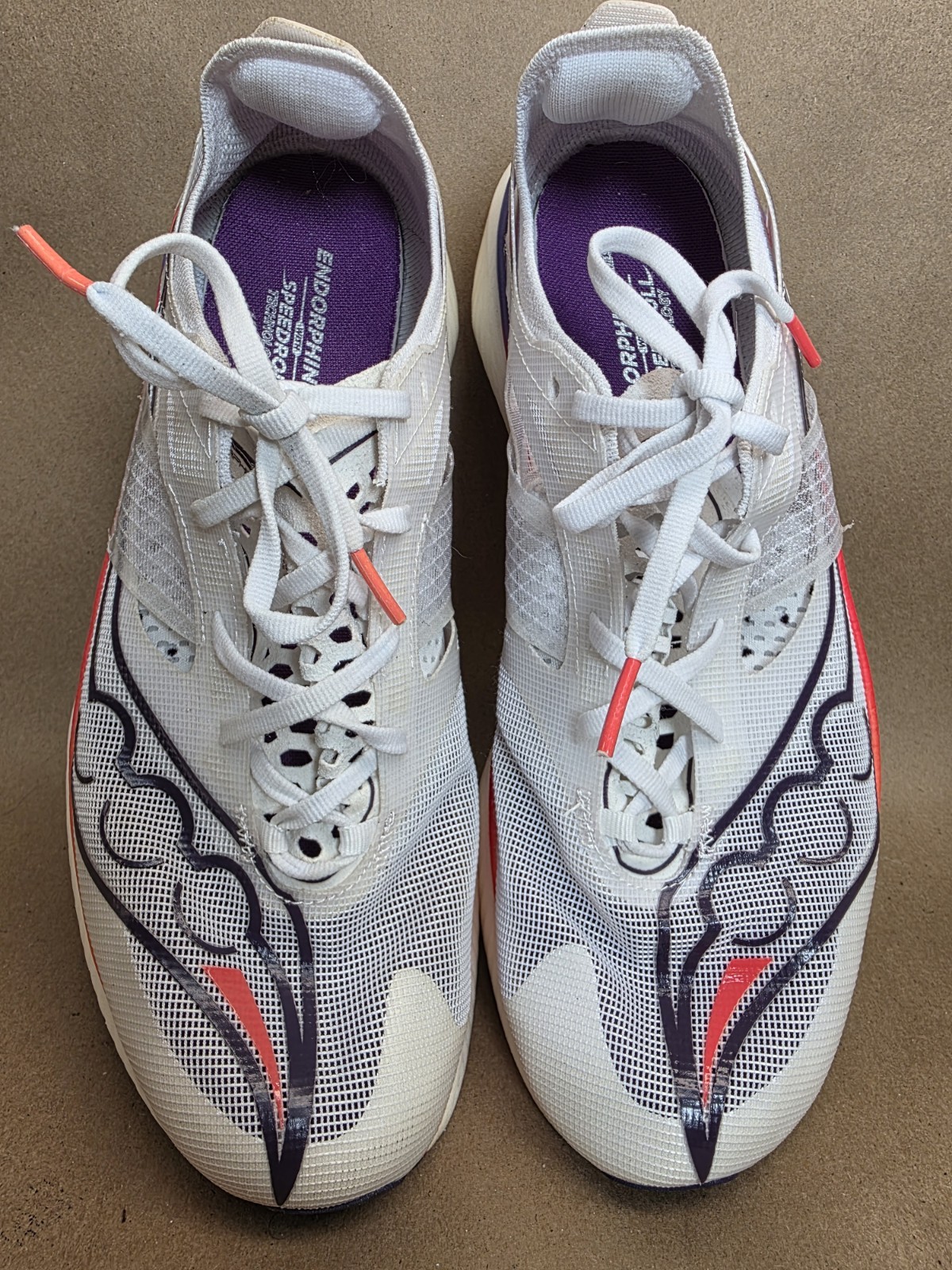 Saucony Endorphin (Sz 10) Elite Mens White Orange Purple Running Shoes Sneakers thumbnail 9