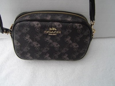 AUTHENTIC COACH BLACK+GRAY HORSE AND CARRIAGE CONVERTIBLE BELT BAG #78603  EUC