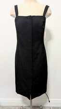 VTG WORTH Black Wool Dress 14 Petites Preppy Old Money Minimalist USA Front Zip
