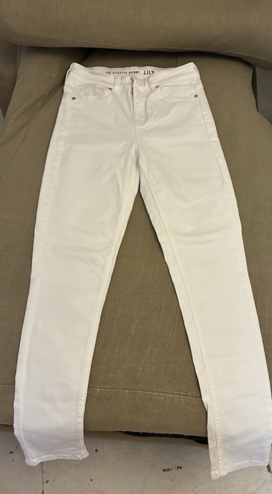 Immaculate Oasis Stiletto Skinny White Jeans Size 10 - Front Zip