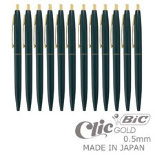 BIC Clic GOLD Classic Ball-Point Pen 12pcs Set 0.5mm Dark Green Made in Japan