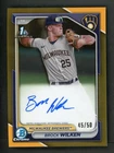 2024 Bowman Brock Wilken Chrome Auto Gold Refractor 1st Prospect #/50 Brewers