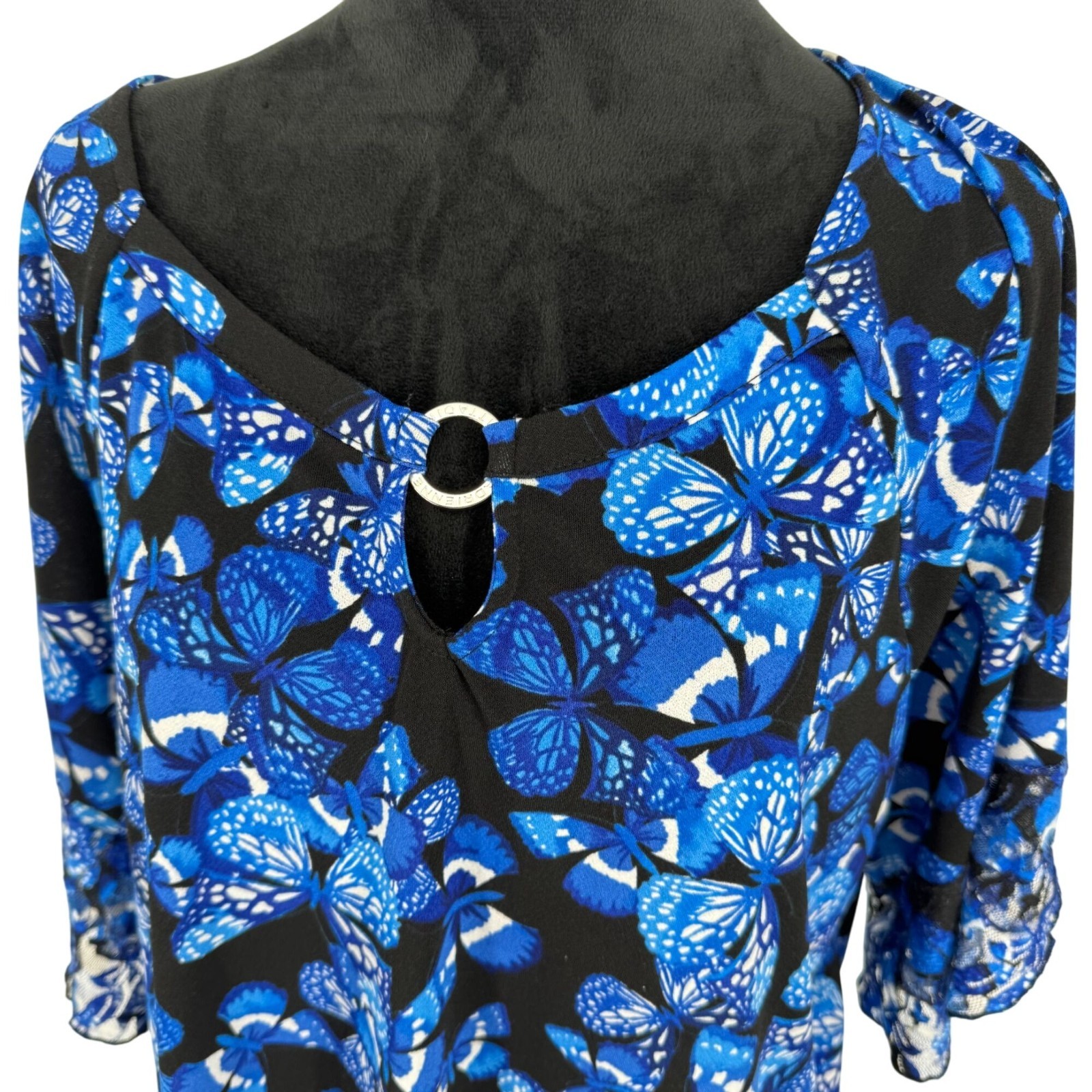 Adrienne Vittadini Butterfly Tunic Top Womens Size 2x Stretch Cottagecore Fairy
