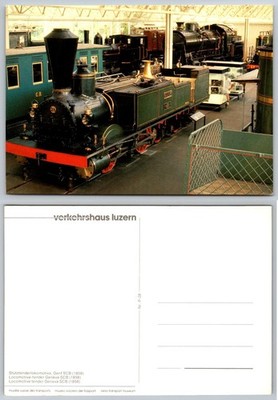 Verkehrshaus Luzern 1858 Geneva SCB Steam Locomotive Postcard Swiss Museum