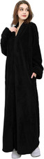 Womens Robes Warm Plush Winter Robe, Zip up Long Fleece Bath Robes Female, Zippe