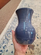 Rowe Pottery Vase Blue And WHITE, STAMPED, 6.5 " high WI
