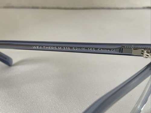 Warby Parker Eyeglasses Weathers M 318 52-16-145 Blue Crystal Rectangle Frames - Picture 3 of 7