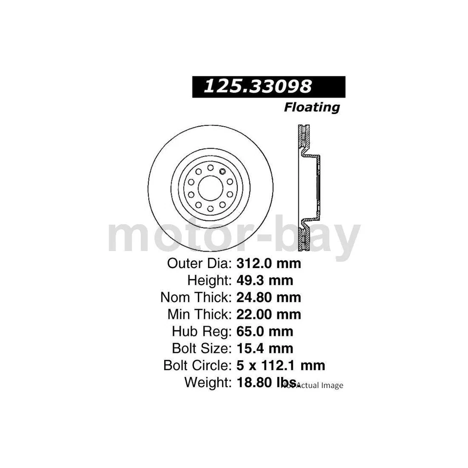 Pastillas de freno delanteras y rotores para Volkswagen GTI 2018 2017 2016 2015 Centric Foto 4 de 4