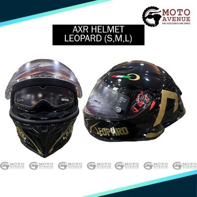 AXR Leopard Dual Visor Black Helmet (S,M,L)