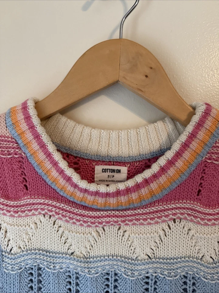 Chaleco Suéter Algodón Para Mujer Talla S Tejido Cottagecore Preppy Pullover Informal Foto 4 de 4