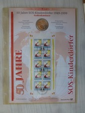 -Numisblatt 2/99-50 Jahre SOS Kinderdörfer-10 Mark Münze J-10er Bogen Briefmarke