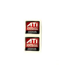 2 x ATI Mobility Radeon Premium Graphics Sticker Label Decal 16mm x 16mm