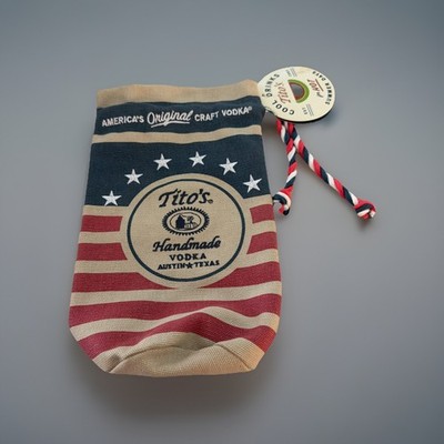 Tito's Handmade Vodka Commemorative Bottle Bag w/ Recipe Tag Red White Blue