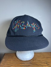 Chicago Illinois Black Embroiled SnapBack Hat Cap Vintage City