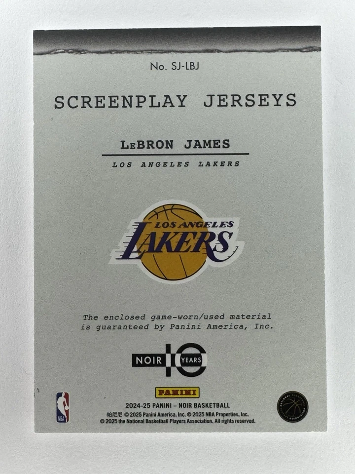 LeBron James 2024-25 Panini Noir Screenplay Jerseys /49 #SJ-LBJ - Image 4 of 4