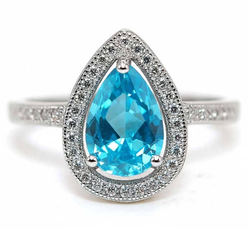 1CT Heat Treated Blue Topaz 925 Solid Sterling Silver Ring Sz 8 MM5-4